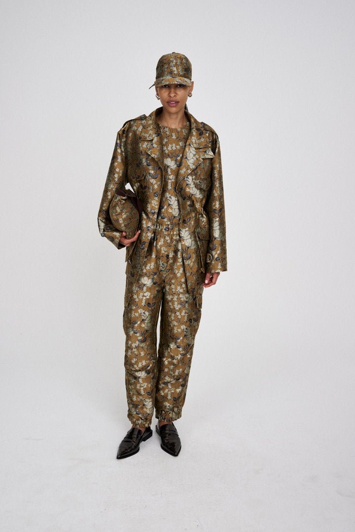 Achola Ottoman jacquard Cargo Pant - Golden Combo