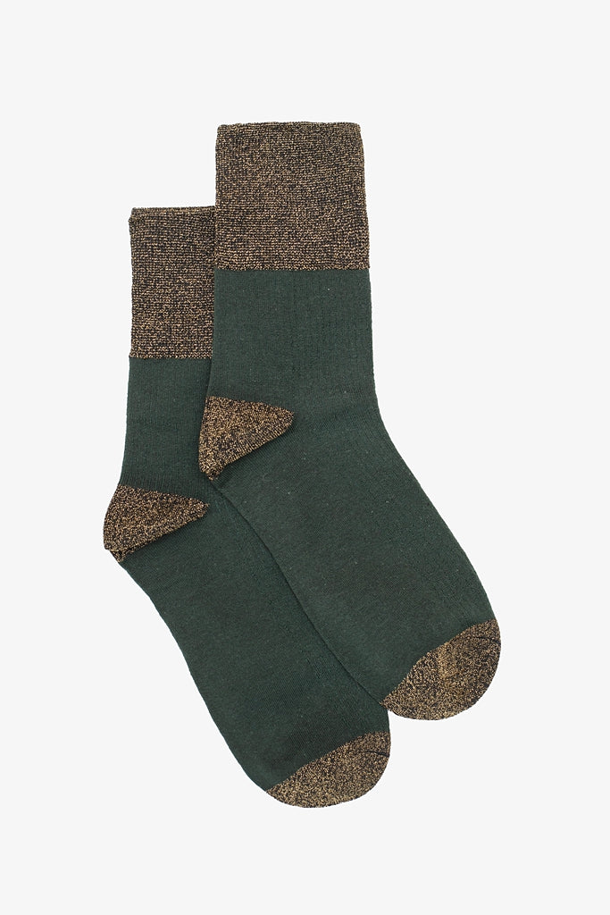 Shimmer Top Sock | Green and Gold