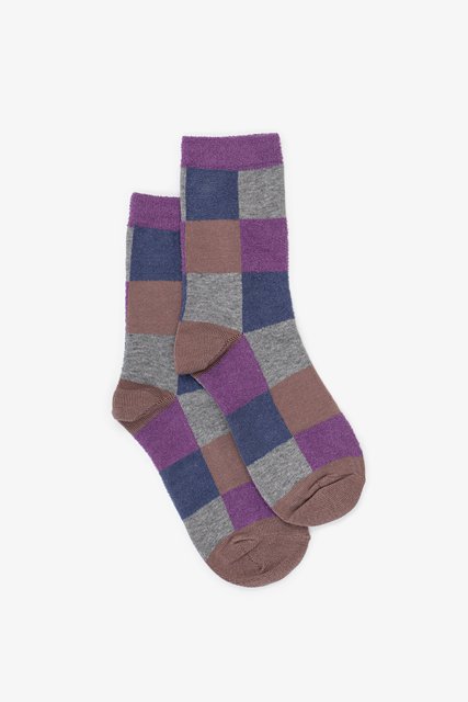 Teddy Check Sock | Lilac