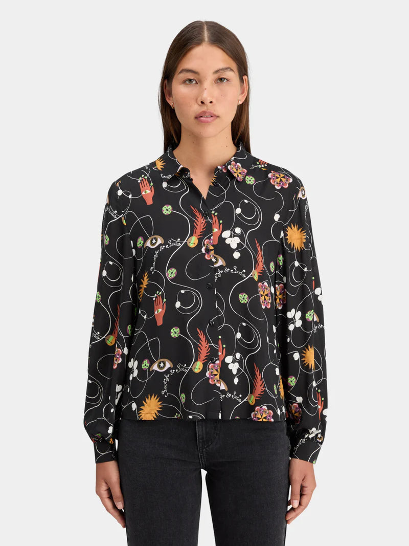 Viscose Printed Balloon Sleeve Shirt