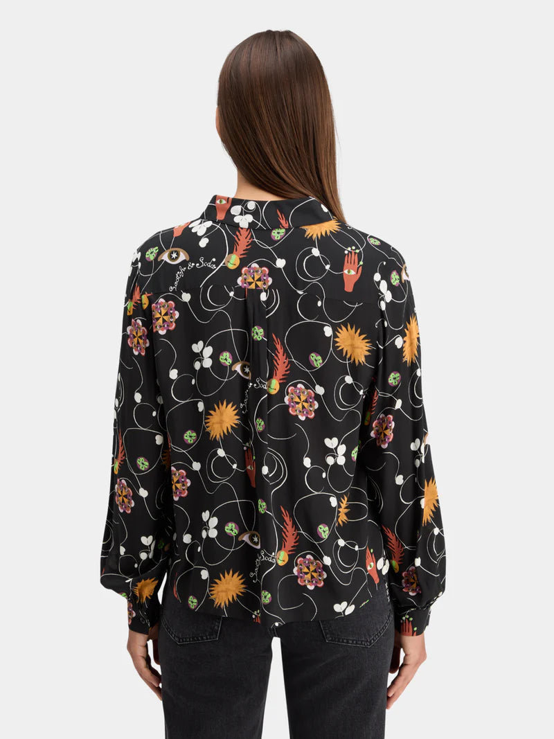 Viscose Printed Balloon Sleeve Shirt