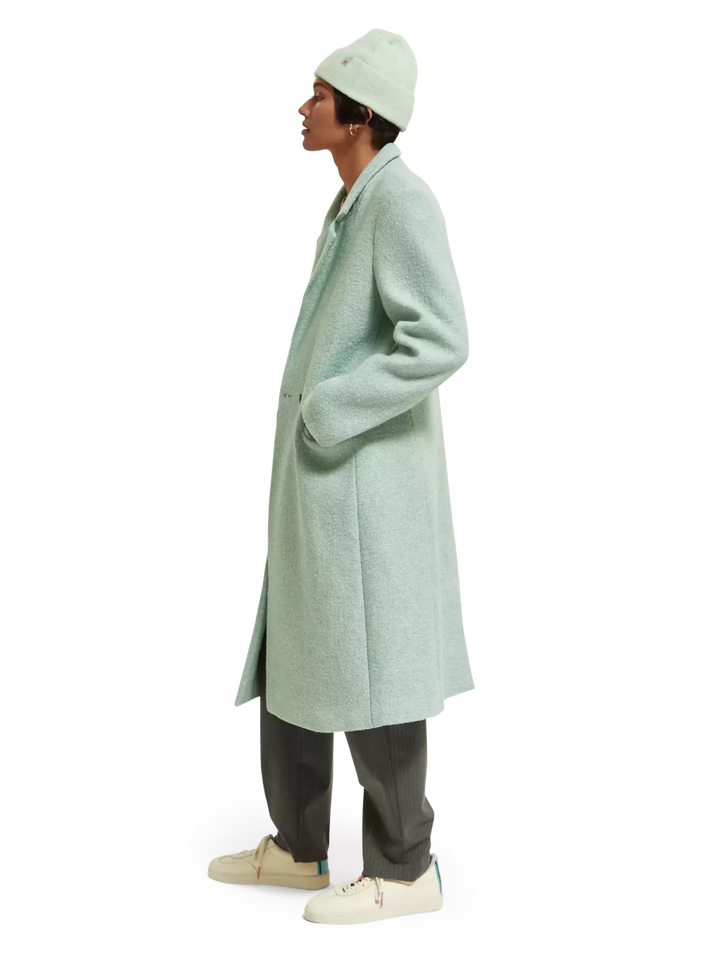 Single-Breasted Green-Melange Coat