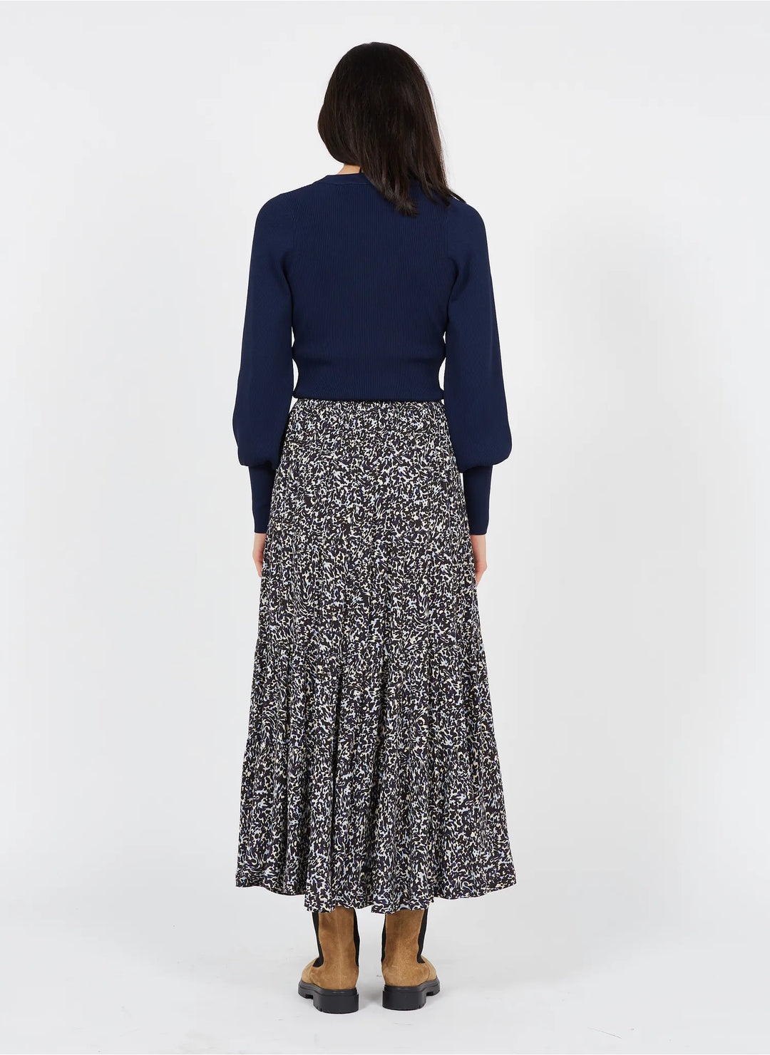 Button-Up Tiered Maxi Skirt