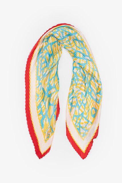 Pleated Scarf | Summer Geo Red