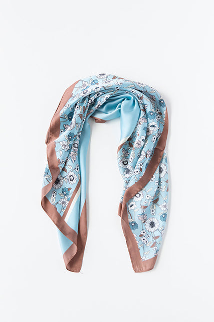 Square Scarf | Blue & Choc Floral