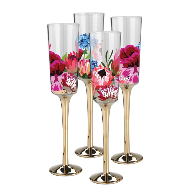 Botanic Blooms Champagne Flutes | Set of 4
