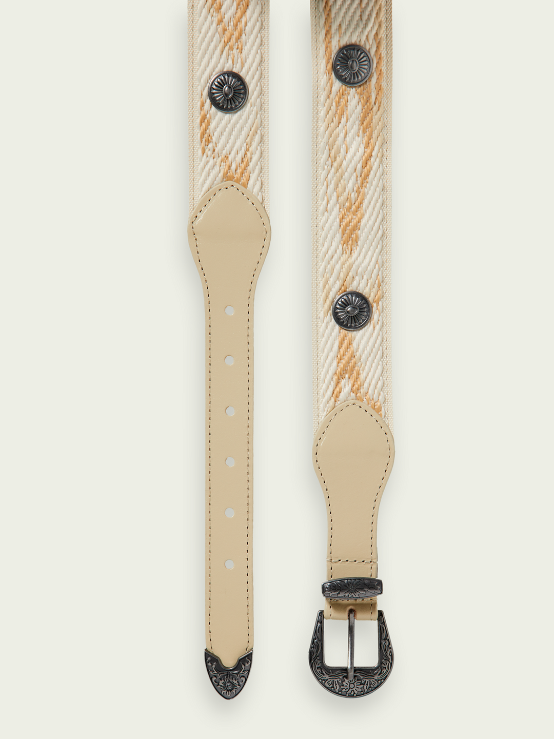 Patterned western leather belt