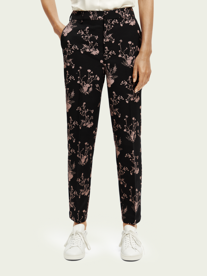 High-Rise Tapered Jacquard Trousers