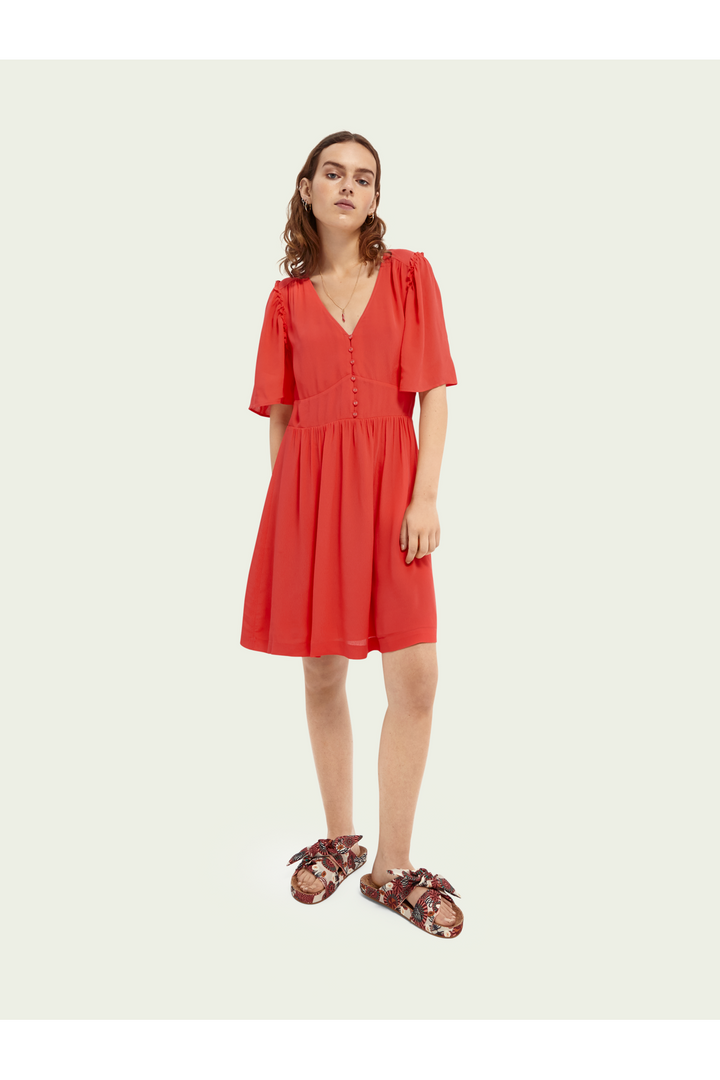 Printed Dress with Fitted Waist
